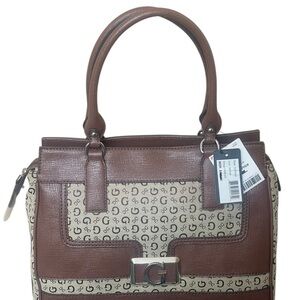 New Guess Mocha Fairlee  Brown Satchel Shoulder Purse Monogram Large G Logo